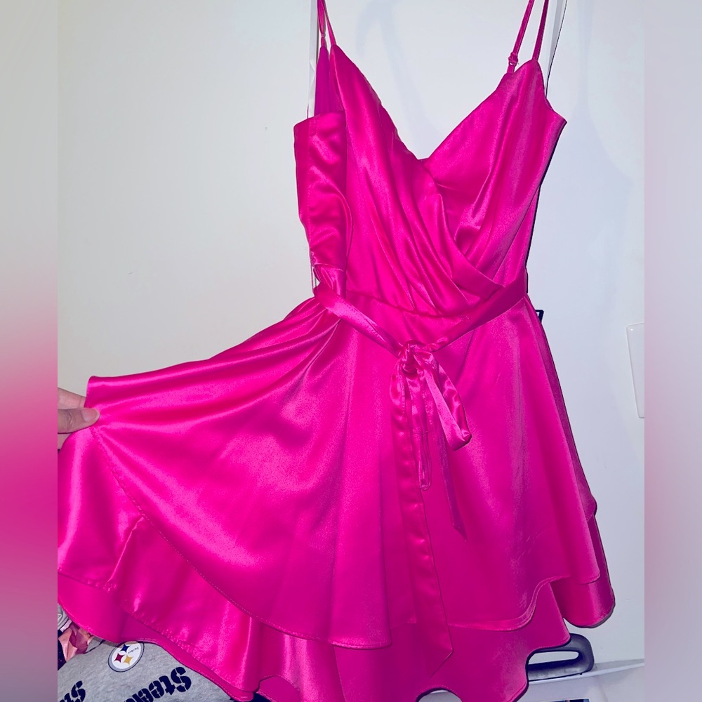 Vibrant Pink Satin Dress